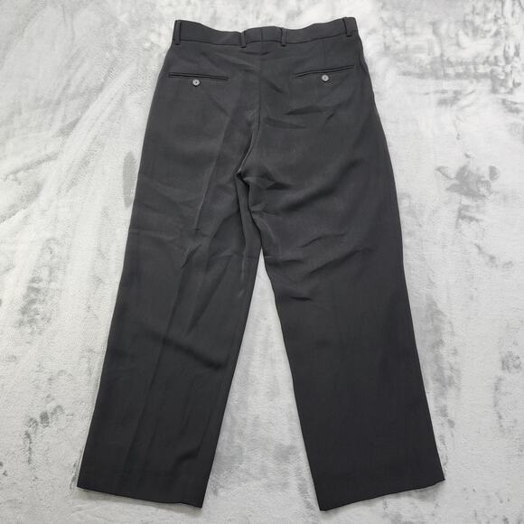 Vittorio St. Angelo Dress Pants Mens 34S SHORT Black Pleated Polyester Office - Picture 2 of 9